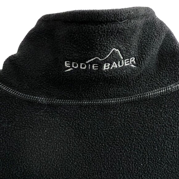 Eddie Bauer Mens Black Fleece Full Zip Jacket L Pockets Light Weight Logo READ - Picture 4 of 11